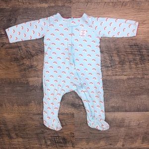 Carter’s 6 Months Baby Pajamas Onesie One Way Zip Blue and Rainbow